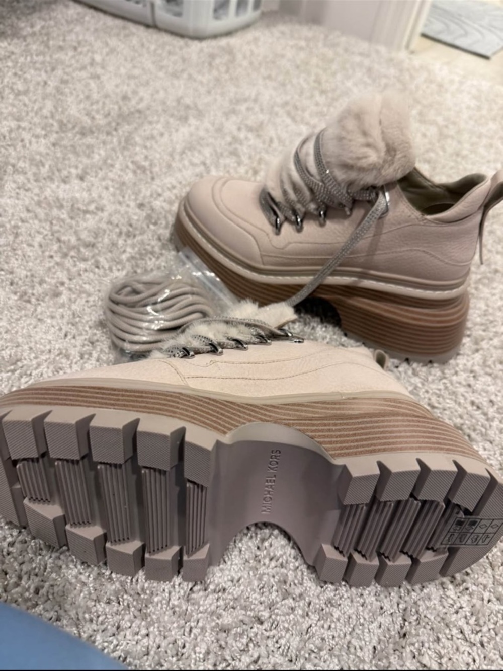 Michael Kors Cream/Tan Platform Lace-Up Sneakers 
 New never worn